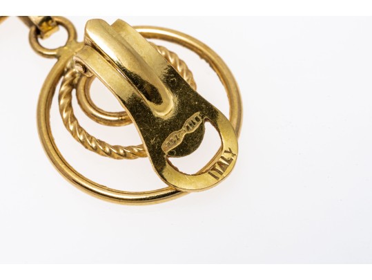 18K Italian Graduated Pendant Hoop Clip-On Earrings