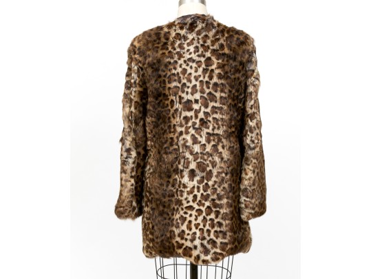 Linda Richards NY Beautiful Raccoon And Rabbit Leopard Print Jacket, Size S