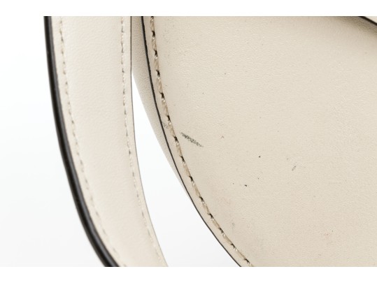 Sandro Contemporary Ivory Leather Flap Shoulder Bag, Chain Decorated Strap