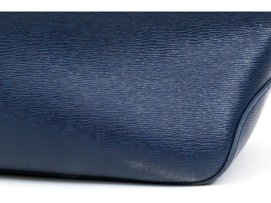 Longchamp Striking Navy Blue Leather Top Handle Tote Bag, Pinkish Red Interior