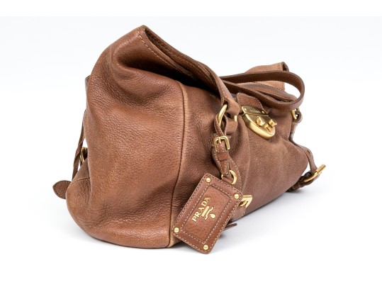 Prada Wonderful Brown Deerskin Hobo Bag