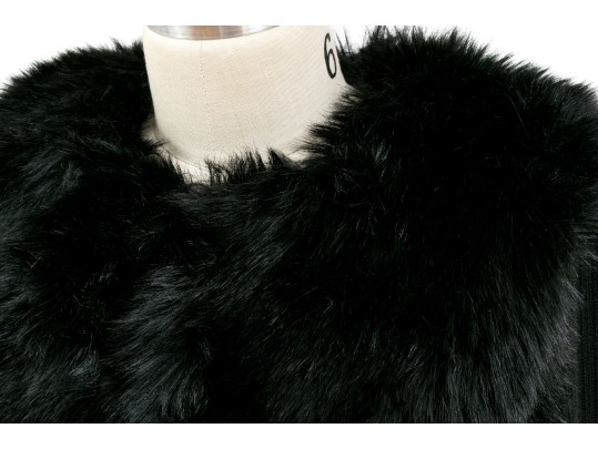 Ramy Brook Stunning Black Faux Fur Sweater Jacket, Size XS