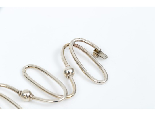 Tiffany & Co. Striking Sterling Silver Beautiful Undulating Link And Ball Bracelet