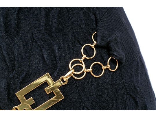 Milly Striking Navy Blue Tank Dress, Belt Decoration, Size Small