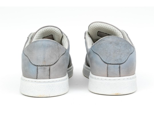 Etro Handsome Grey Leather Mens Sneakers, Size 43, With Box, $450 Retail