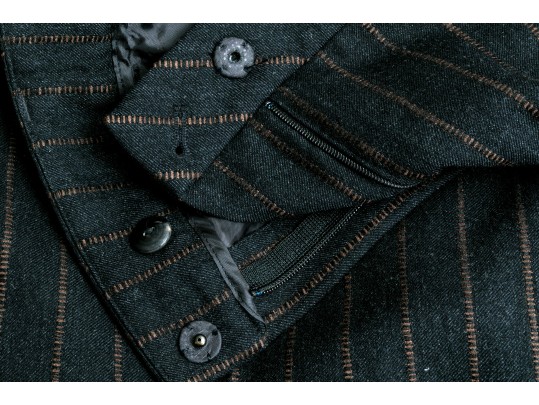 Dark Striped, Wide Leg Pants By Akris, Size 14