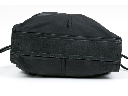 Burberry Black Nylon Top Handle Bag, Plaid Lining