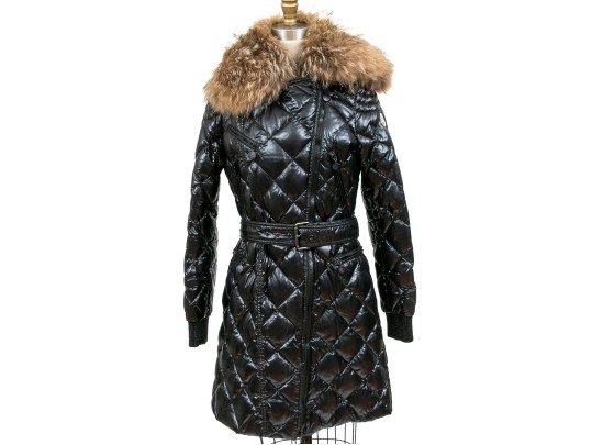 Moncler Beautiful Black Quilted Down Parka, Belted With Hood