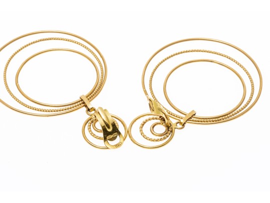 18K Italian Graduated Pendant Hoop Clip-On Earrings