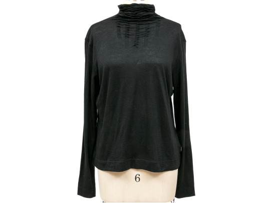 Akris Black Cashmere Long Sleeve Shirt, Size 14, Retail Approximately $880