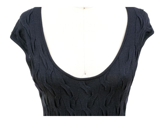 Milly Striking Navy Blue Tank Dress, Belt Decoration, Size Small