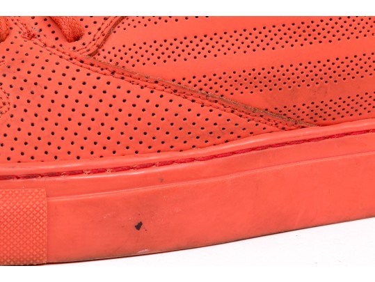 Balenciaga Striking Red Orange Leather Mens High Top Sneakers, Size 41