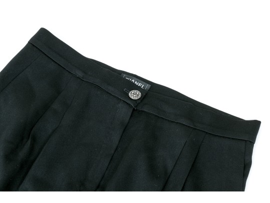 Chanel Handsome Black Wool Pants, Size 44