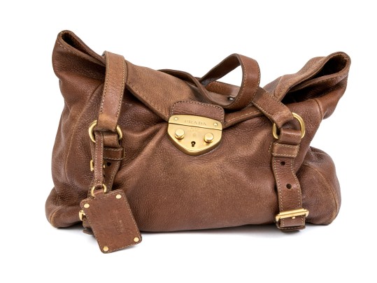 Prada Wonderful Brown Deerskin Hobo Bag