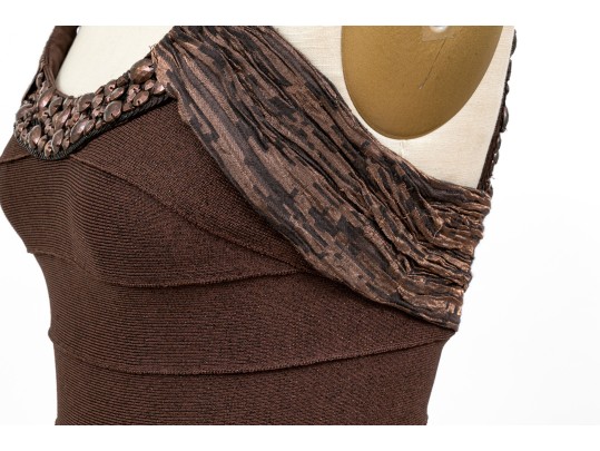 Carmen Marc Valvo Bedazzled Tank Sheath, Matching Bolero Jacket, Size S