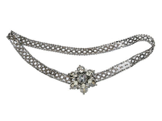 Fabulous Vintage Metal And Rhinestone Adjustable Belt