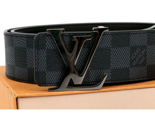 Louis Vuitton Handsome Damier Ebene Black Belt, 90/35, With Box