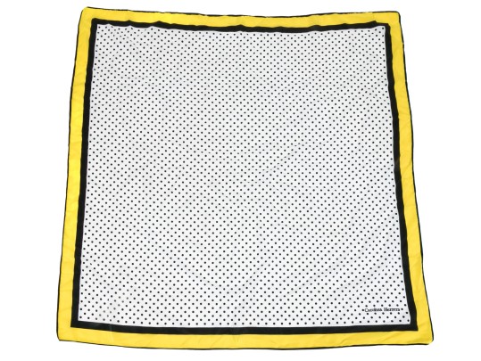 Carolina Herrera Black, Ivory And Yellow Polka Dotted Scarf