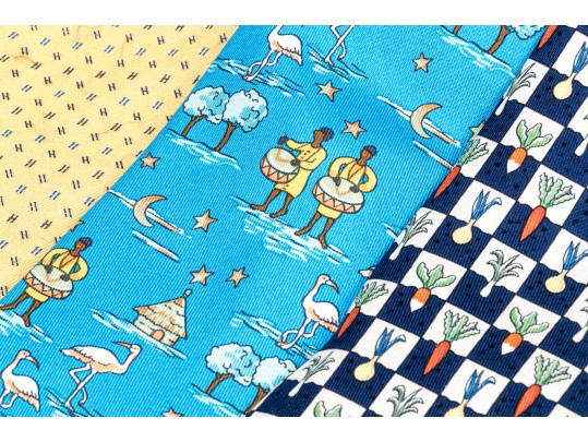 Hermes Lot Of Three Assorted Ties, Assorted Motifs