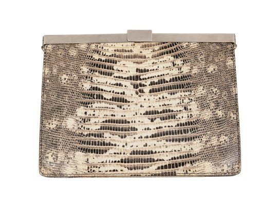 Giorgio Armani Lovely Brown And Tan Leather And Crocodile Clutch