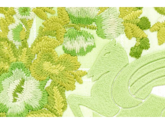 Etro Beautiful Green And White Embroidered Top Handle Tote Bag, Retail $2050