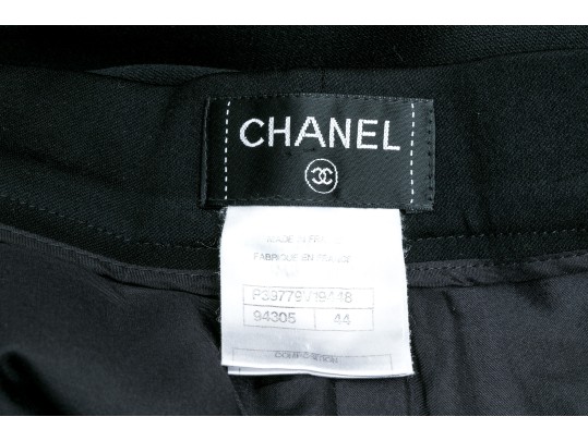 Chanel Handsome Black Wool Pants, Size 44