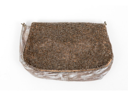 Deepa Gurnani For Trina Turk Beautiful Burnout Leather Clutch/shoulder Bag