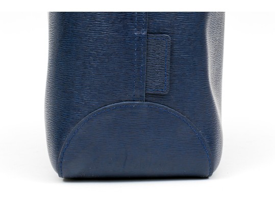 Longchamp Striking Navy Blue Leather Top Handle Tote Bag, Pinkish Red Interior