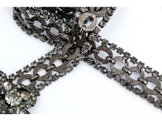 Fabulous Vintage Metal And Rhinestone Adjustable Belt