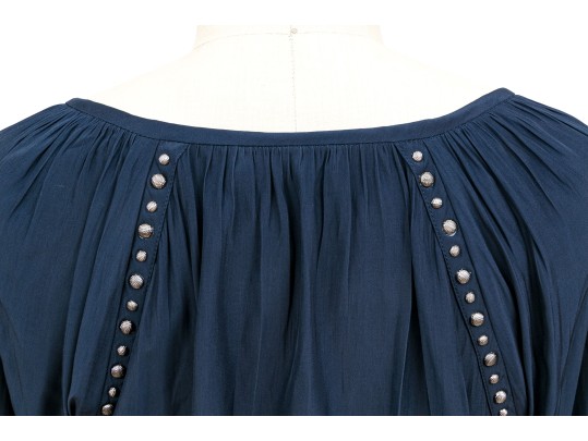 Ramy Brook Striking Navy Blue Studded Blouse, Size XS