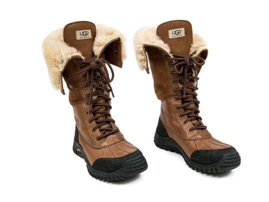 Ugg Fabulous Shearling Lined Brown Leather Outdoor Boots, Vibram Treads, Size 7