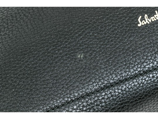 Salvatore Ferragamo Handsome Navy Blue Leather Top Handle Tote Bag