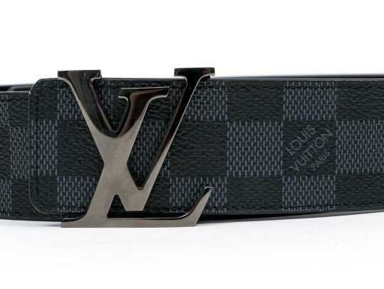 Louis Vuitton Handsome Damier Ebene Black Belt, 90/35, With Box