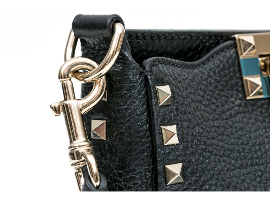 Valentino Bold Studded Black Leather Shoulder Bag