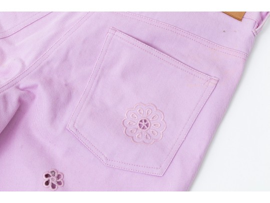 Etro Unique Lavender Purple Eyelet Bell Bottom Jeans, Size 26, $1170 Retail
