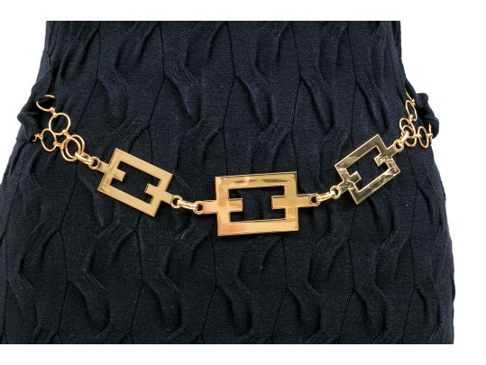 Milly Striking Navy Blue Tank Dress, Belt Decoration, Size Small