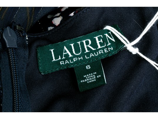 Ralph Lauren Blue Chiffon Floral Dress, Size 6