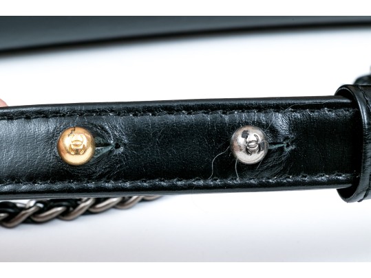 Chanel Striking Black And Tan Leather Gabrielle Hobo Bag