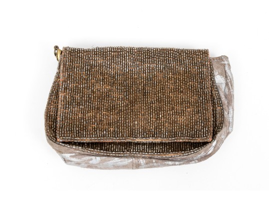 Deepa Gurnani For Trina Turk Beautiful Burnout Leather Clutch/shoulder Bag