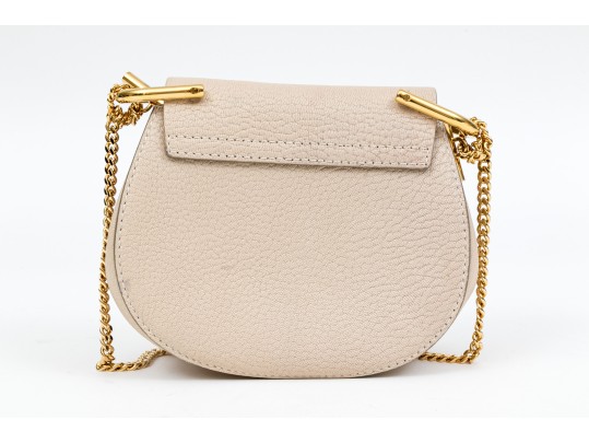 Chloe Chic Small Ivory Leather Flap Shoulder Bag, Chain Strap