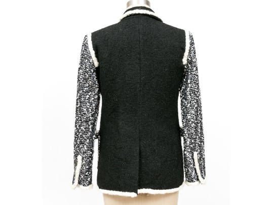 Chanel Striking Black And White Tweed Jacket, Size 36