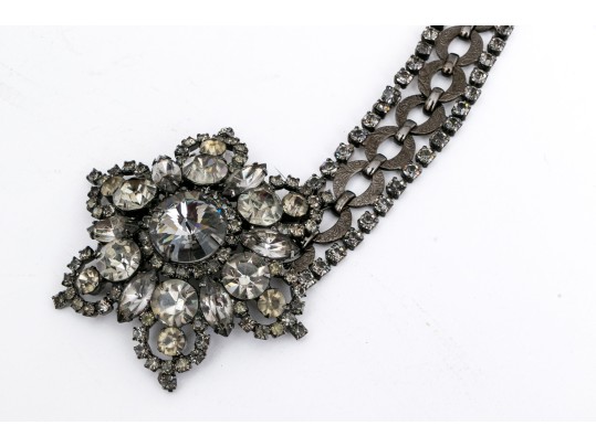 Fabulous Vintage Metal And Rhinestone Adjustable Belt
