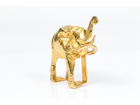 Mimi Di N Fabulous Vintage Gold Tone Elephants Belt Buckle, Circa 1972
