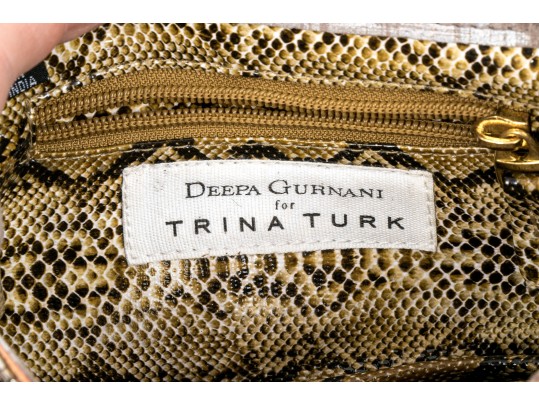 Deepa Gurnani For Trina Turk Beautiful Burnout Leather Clutch/shoulder Bag