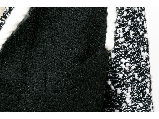 Chanel Striking Black And White Tweed Jacket, Size 36