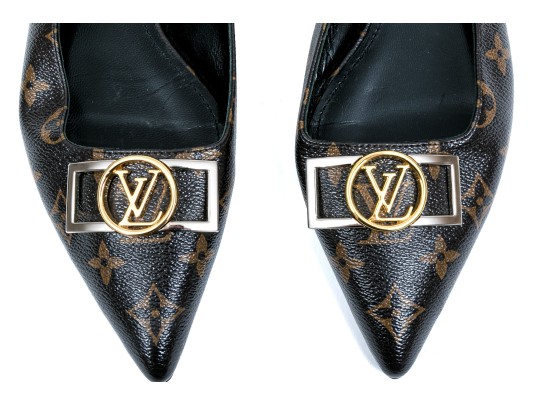 Louis Vuitton Adorable Flat Logo Slingback Mules, Size 40
