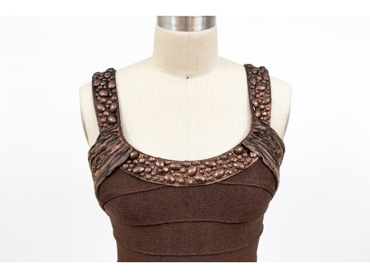 Carmen Marc Valvo Bedazzled Tank Sheath, Matching Bolero Jacket, Size S