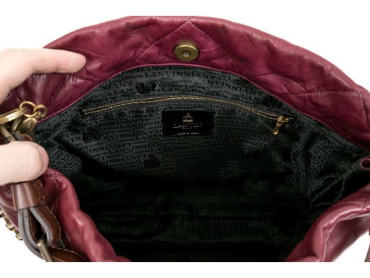 Lanvin Beautiful Large Quilted Burgundy Leather Bag