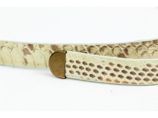 Etro Lovely Pair Of Two Narrow Belts, Leather And Snakeskin Grains