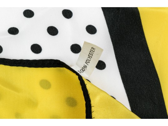 Carolina Herrera Black, Ivory And Yellow Polka Dotted Scarf